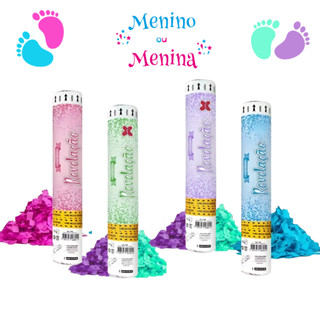 Kit 2 Unidades Lança Confetes Chá Revelação bebê Azul Rosa Verde Menino e Menina em Oferta na Shopee