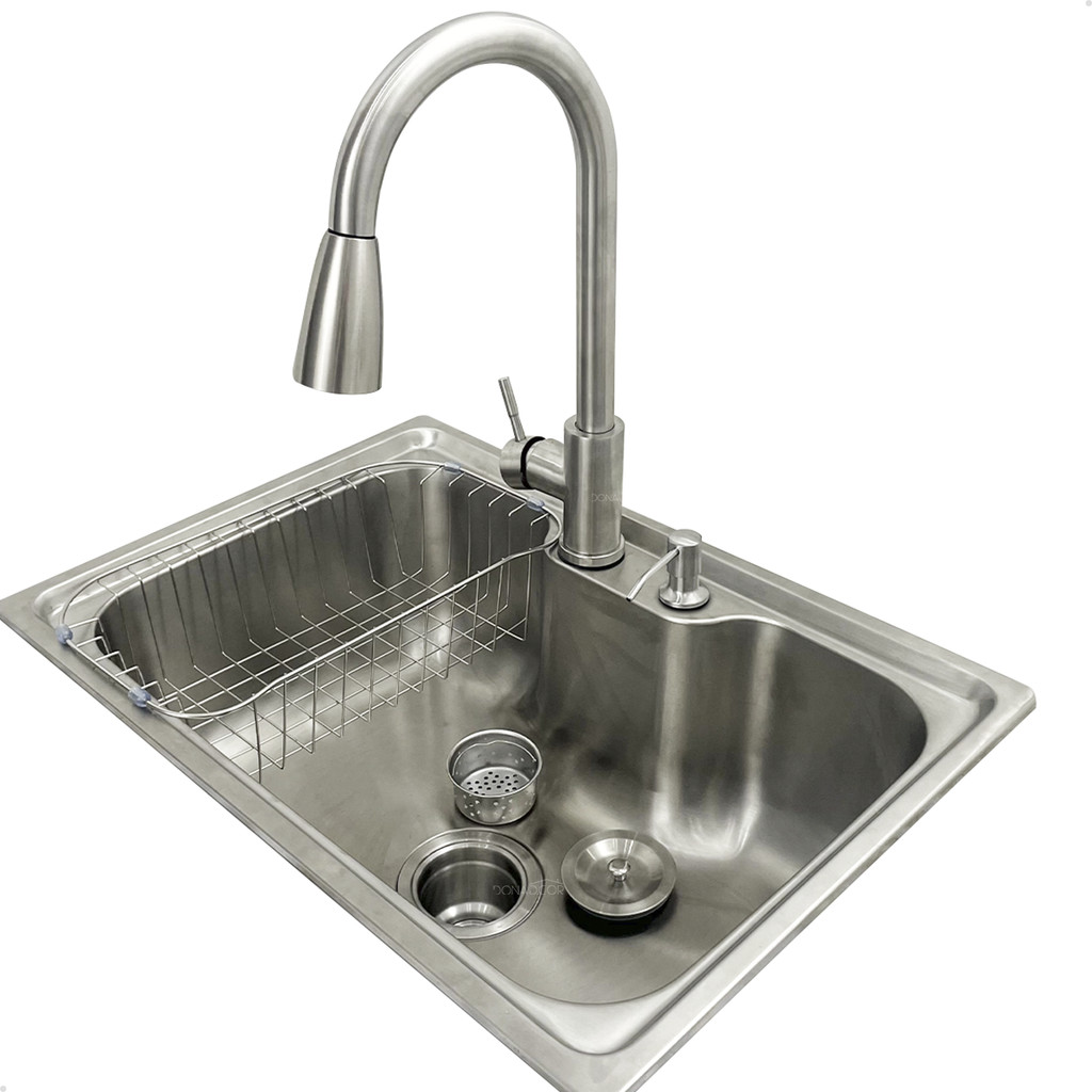 Kit Cozinha Gourmet Cuba Inox 304 60x42 Com Torneira Monocomando Dispenser 500ml Valvula E Sifão