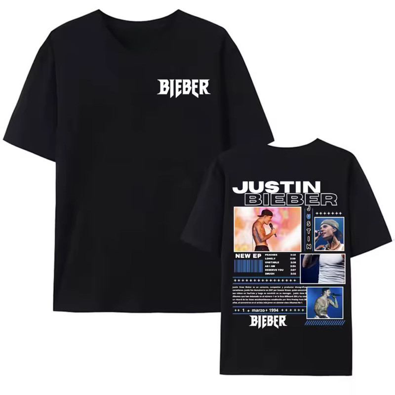 Camiseta Camisa Justin Bieber Fork Show Unissex Frente e Costas Cantor Lançamento
