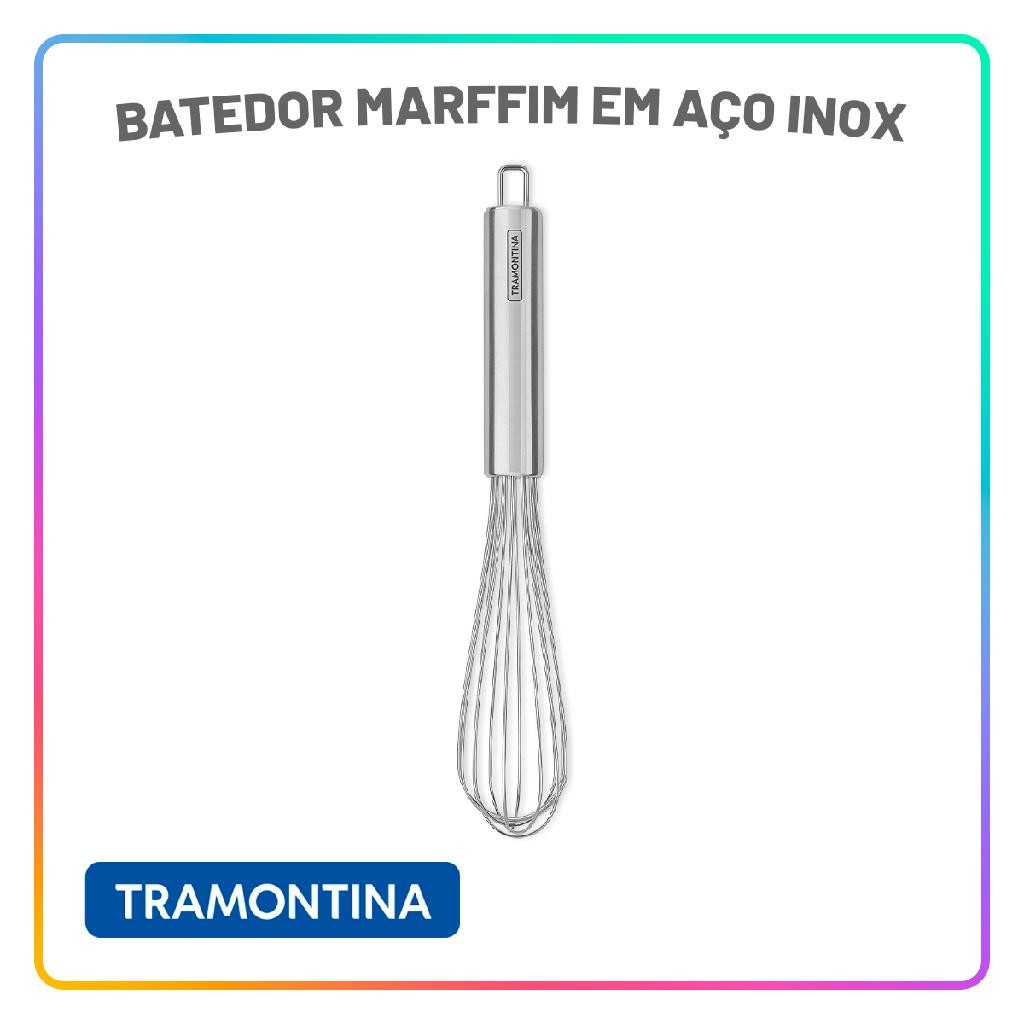 Batedor de Ovos Aço Inox Tramontina Marffim Fouet Cozinha Resistente Misturar Massas e Claras - Home & Living