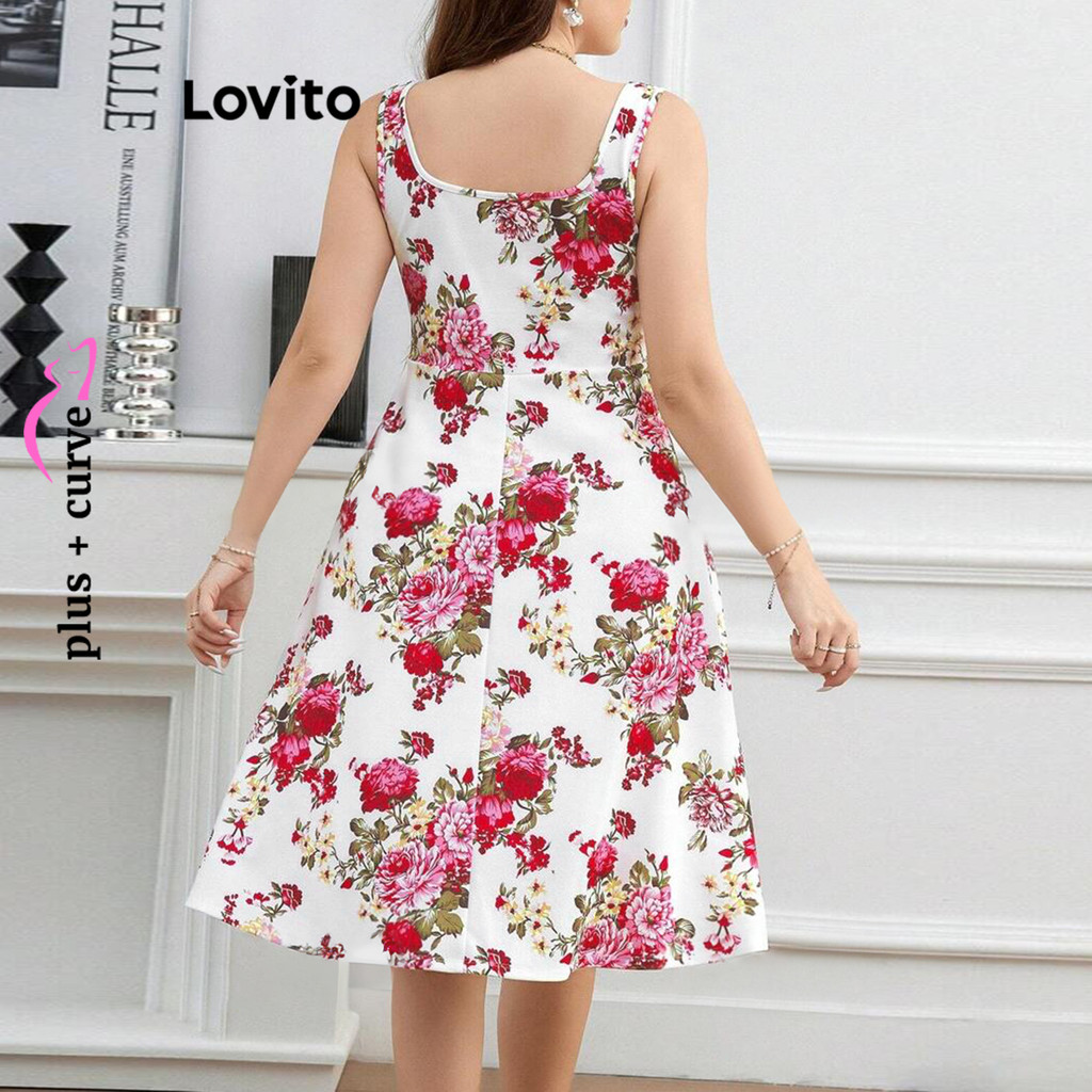 Detalhes do Lovito Vestido Elegante Plus Size Com Estampa Floral E Estampa Floral Para Verão/primavera Para Mulheres LBL19618