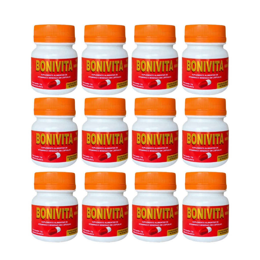 12 Frascos Bonivita Suplemento Alimentar Natural e Funcional - 30 Caps - 100% Natural