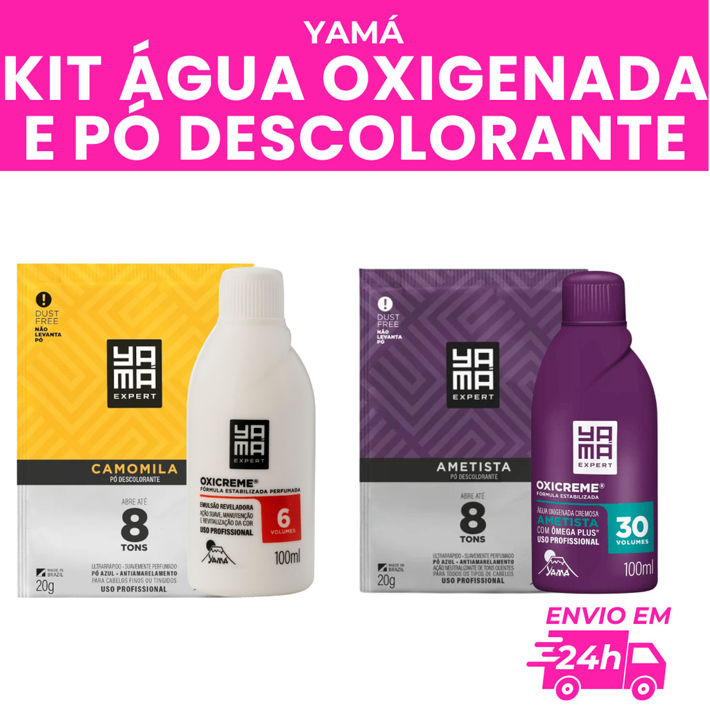 KIT PÓ DESCOLORANTE 20G E OX CREME 100ML(DESCOLORAÇÃO/CORPORAL/BANHO DE LUA) - YAMÁ
