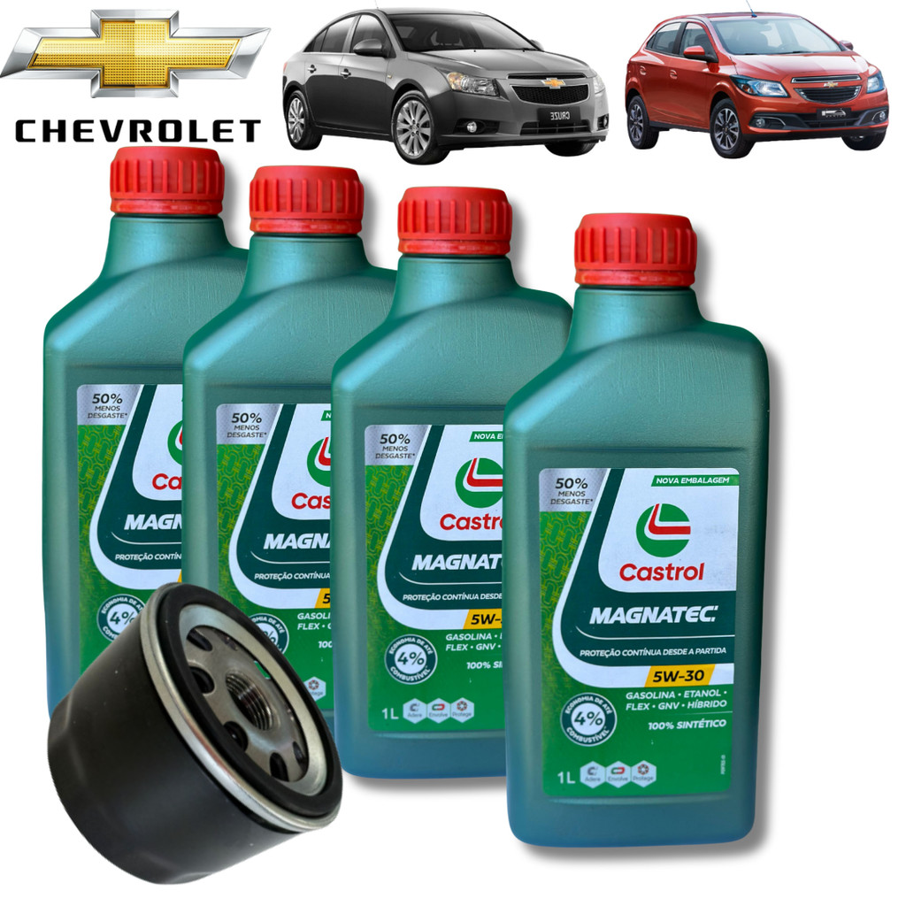 KIT TROCA DE ÓLEO CASTROL 5W30 + FILTRO DE ÓLEO (LINHA CHEVROLET)