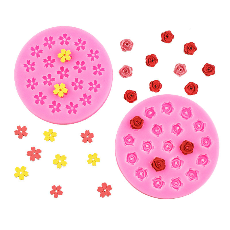 Mini Molde De Silicone De Flor De Cerejeira E Rosa Para Artesanato Em Resina De Bolo-Decorações De Sobremesa Florais DIY em Oferta na Shopee