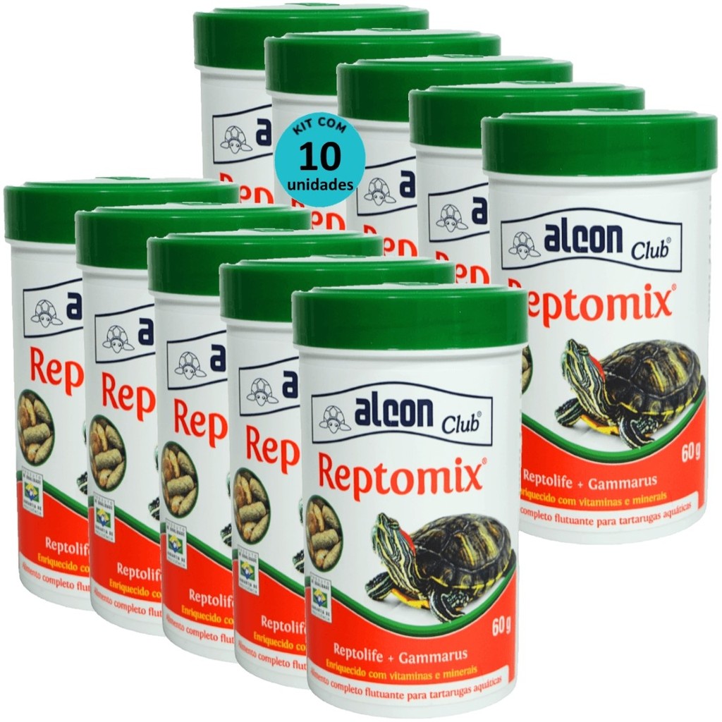 Ração Alcon Club Reptomix 60g Ração Para Tartarugas Aquáticas Kit Com 10