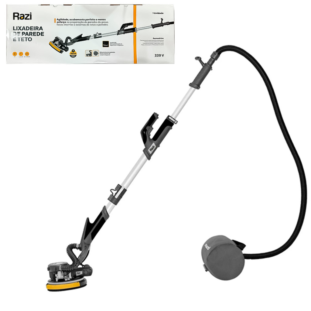 Lixadeira Elétrica Parede Teto Telescópica 750W 220V 225M Com Led Profissional Aspira Poeira Pó em Oferta na Shopee
