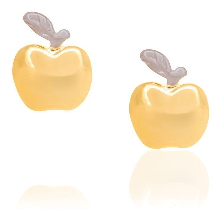 Brinco Maçã Com Rhodium Na Folha Rommanel 520162 em Oferta na Shopee