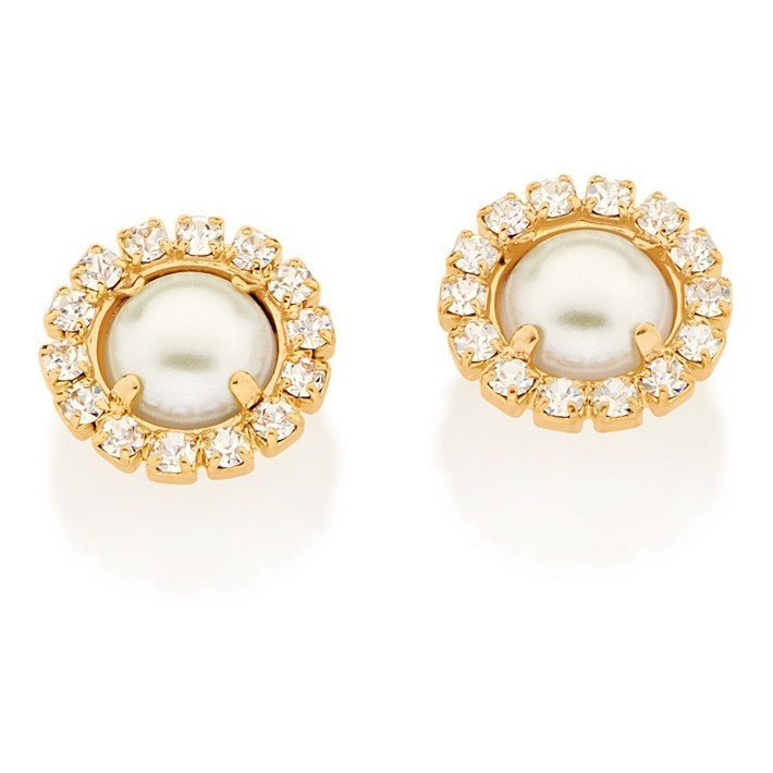 Brinco Redondo Com Pérola E Cristais Rommanel 524288 em Oferta na Shopee