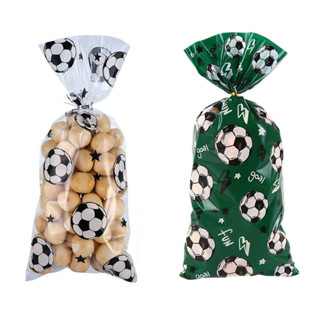 50 Unidades/Pacote Sacos De Doces De Futebol Embalagem De Biscoitos De Plástico Decorações De Festa em Oferta na Shopee