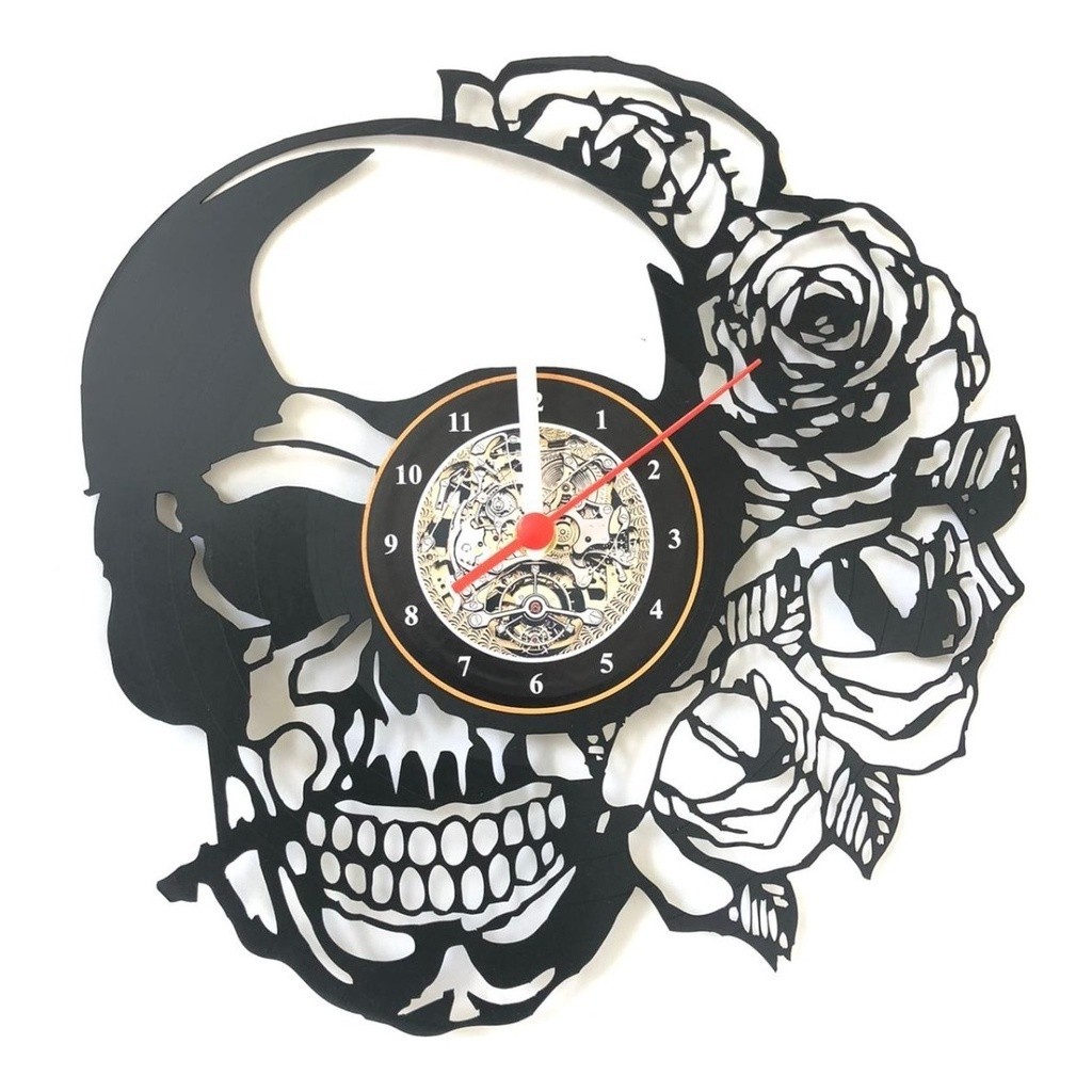Relógio De Parede, Caveira Mexicana, Retrô, Disco De Vinil