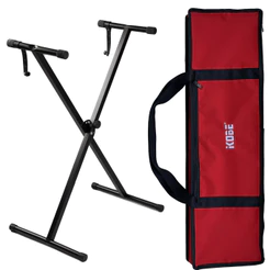 Suporte Para Teclados Musicais 5/8 61 Teclas + Capa De Transporte Kobe Vermelha