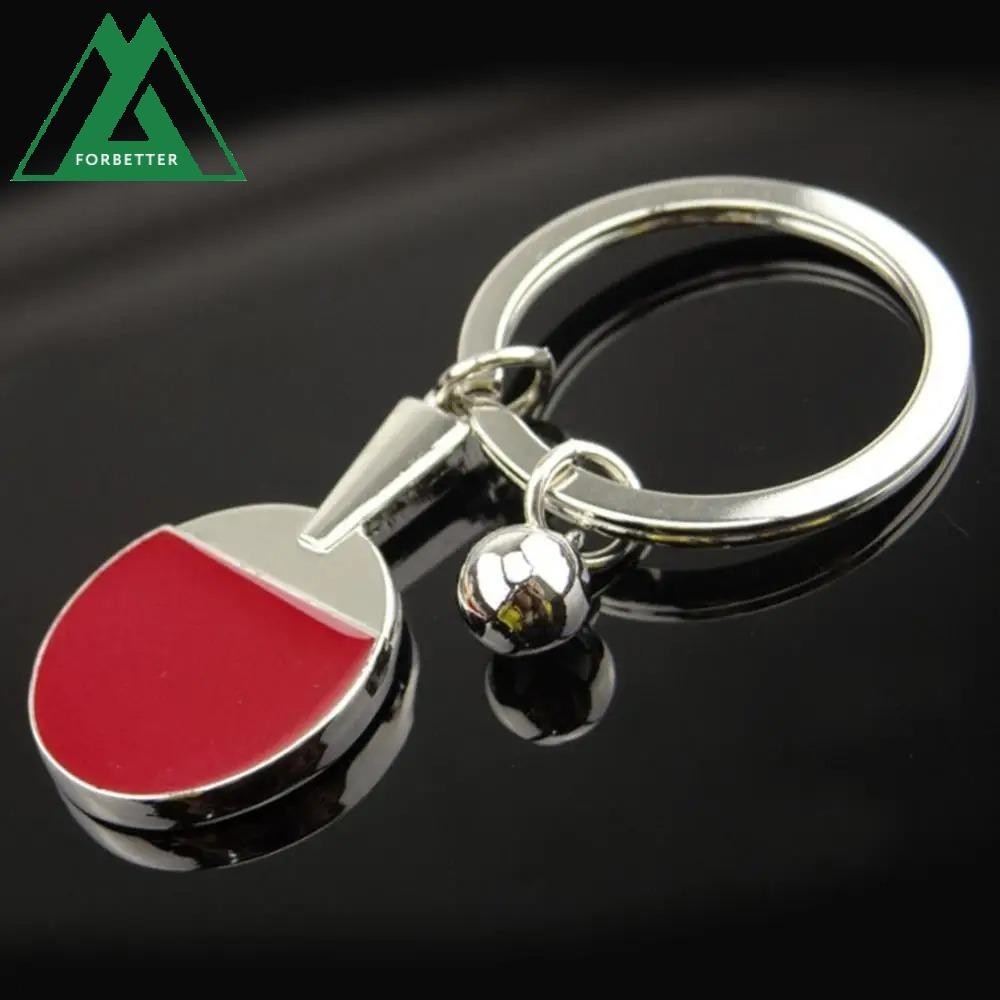 FORBETTER Chaveiro De Bola De Morcego Pingpong , Mini Raquete Ping Pong Jóias Mesa De Liga De Zinco Criativo Tênis Decoração