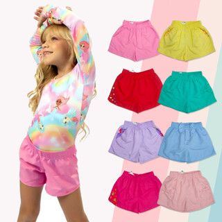 Kit 3 Shorts Tactel Infantil Feminino Juvenil Meninas 02-14 em Oferta na Shopee
