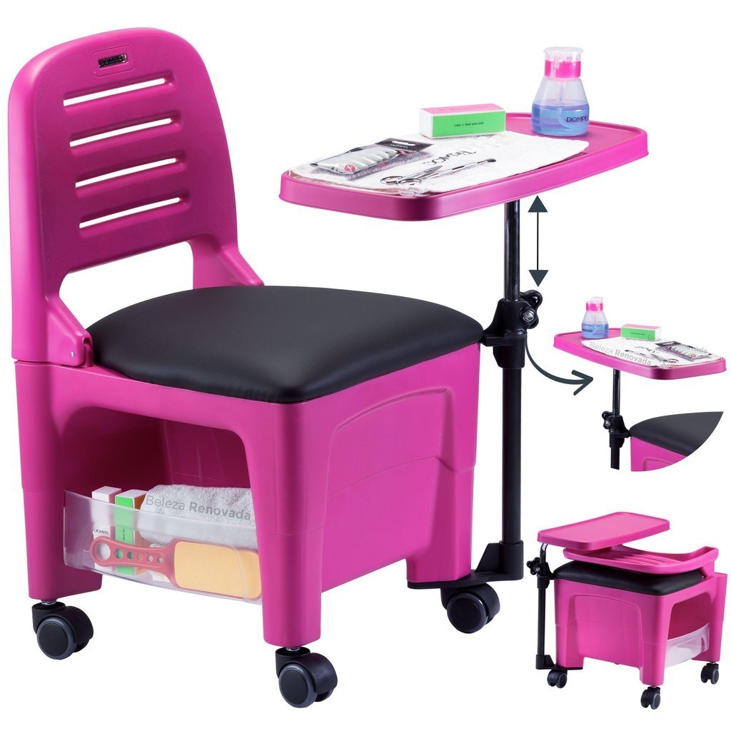 Cadeira Cirandinha Manicure C/ Assento Retrátil Bari em Oferta na Shopee