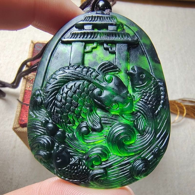 Medicina King Stone Carp Leap Dragon Gate Pendant Medicina Natural King Stone Carp Necklace Jade Mais Todos os Anos Pingente Homem Mulher Estilo