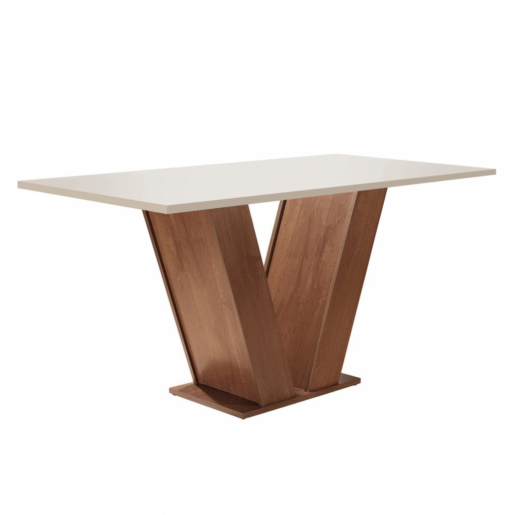 Mesa para Sala de Jantar 160cm Tampo em MDF Espanha Espresso Móveis Chocolate/Offwhite - Home & Living