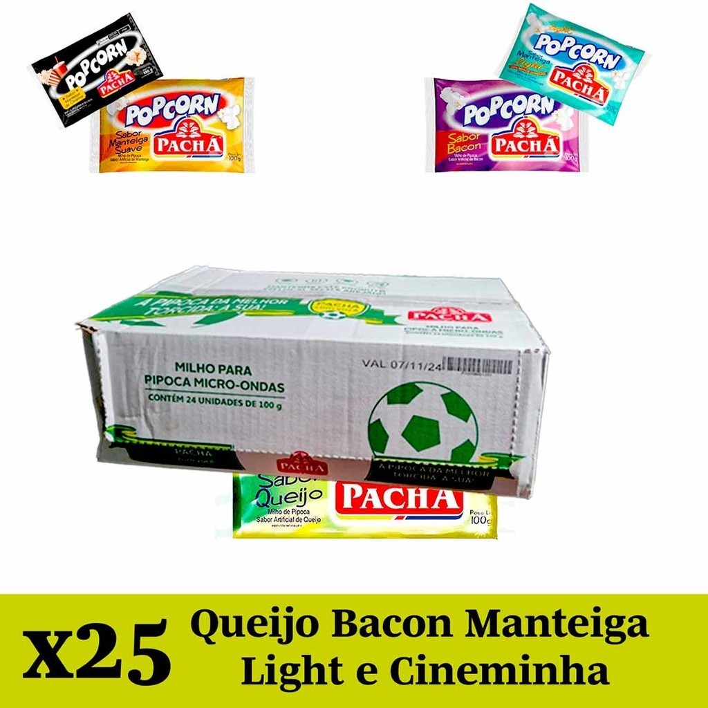 25 Pipocas Microondas MIX bacon queijo manteiga light cinema