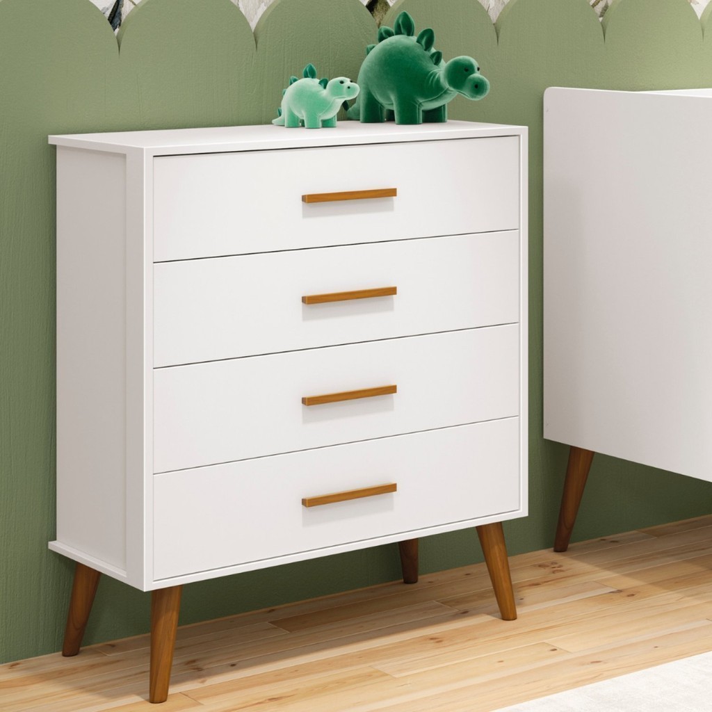 Cômoda Infantil 4 Gavetas Isis Branco em Oferta na Shopee