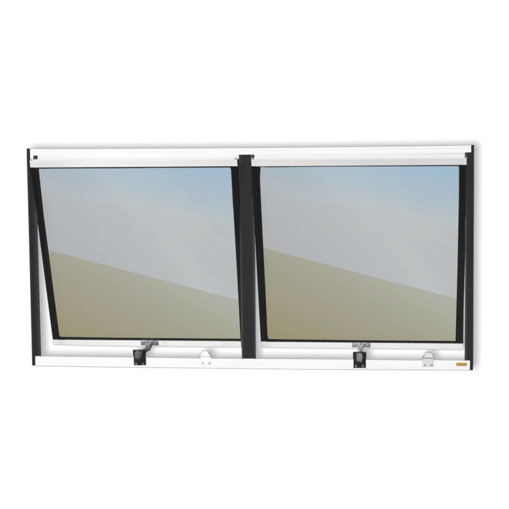 Janela de Alumínio Maxim-ar 2 Seções 60x120cm Vidro Espelhado Plus Brimak Mix Preto