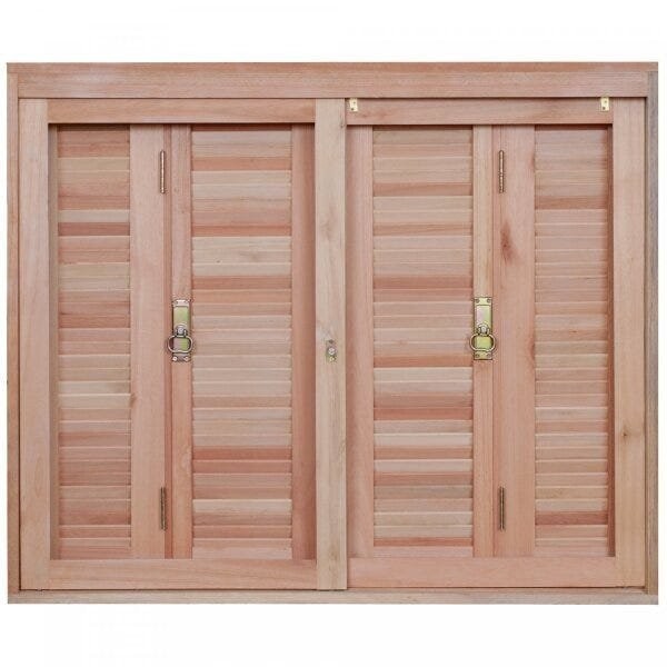 Janela de Madeira Veneziana 120x140cm com Caixilho 12cm Ewk 260 Rondosul 120cm x 140cm