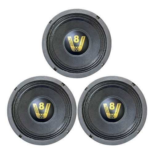 KIT 3 ALTO FALANTES COMPET WOOFER 8" POL 200W SECO PRETO 4 OHMS em Oferta na Shopee