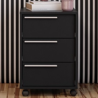 Gaveteiro com Rodízios Maia 3 Gavetas Preto - Politorno em Oferta na Shopee