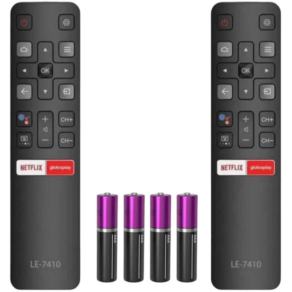 Kit 2 Controle Remoto Para Tcl Tv Smart Netflix Globoplay + Pilhas