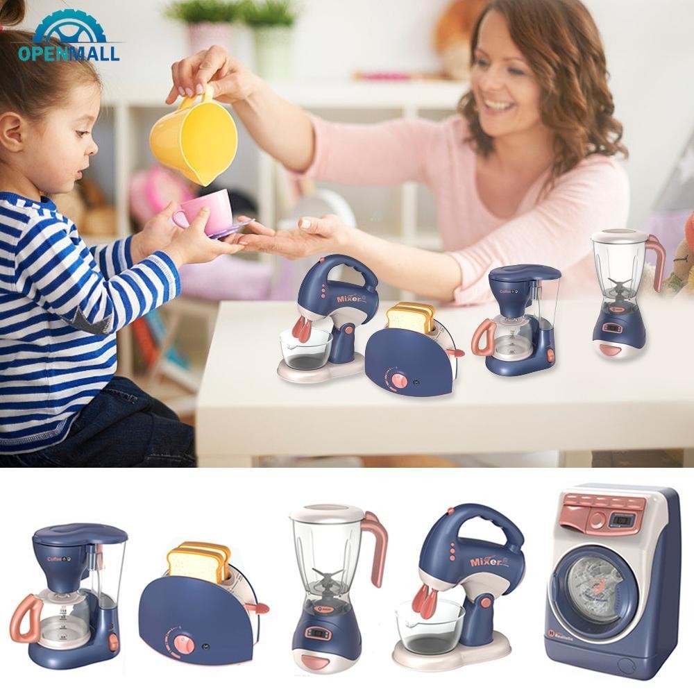 OPENMALL Mini Eletrodomésticos Brinquedos De Cozinha , Conjunto De Fingir Com Misturador De Café E Torradeira Para Crianças Meninas Presentes O6V2