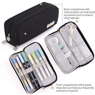 HYQ1882 Estojo De Lápis Caneta Esferográfica De Papelaria Bolsa De Armazenamento Portátil De Grande Capacidade em Oferta na Shopee