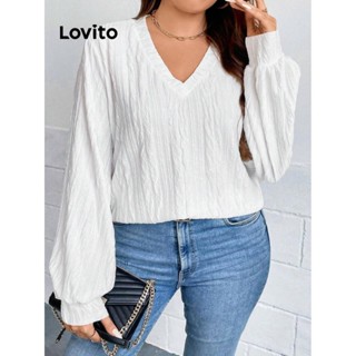 Lovito Mulheres Plus Size Curva Casual Textura Simples Moletons Tamanho Plus LNL51189