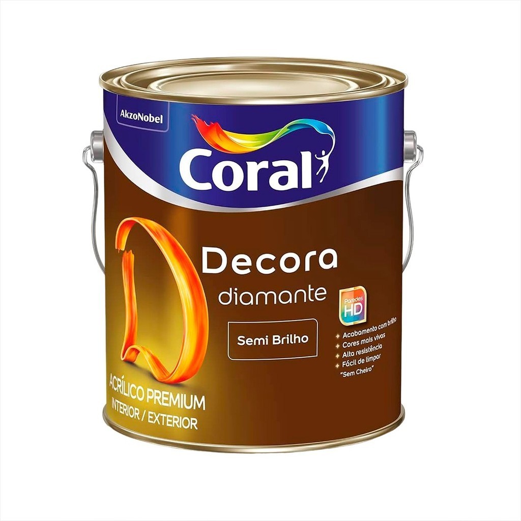 Tinta Acrílica Coral 3,6l Decora Diamante Semi Brilho