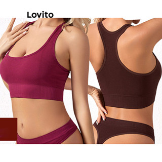 Lovito Sutiã Esportivo Esportivo Com Nervuras Lisas Para Mulheres LNL45117