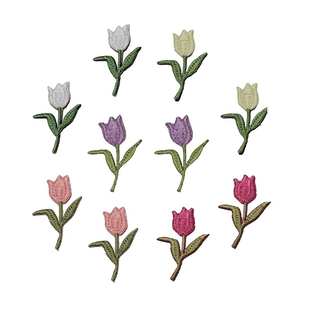 FLOR TULIPA  PATCH APLIQUE BORDADO TERMOCOLANTE KIT 10 PÇ em Oferta na Shopee