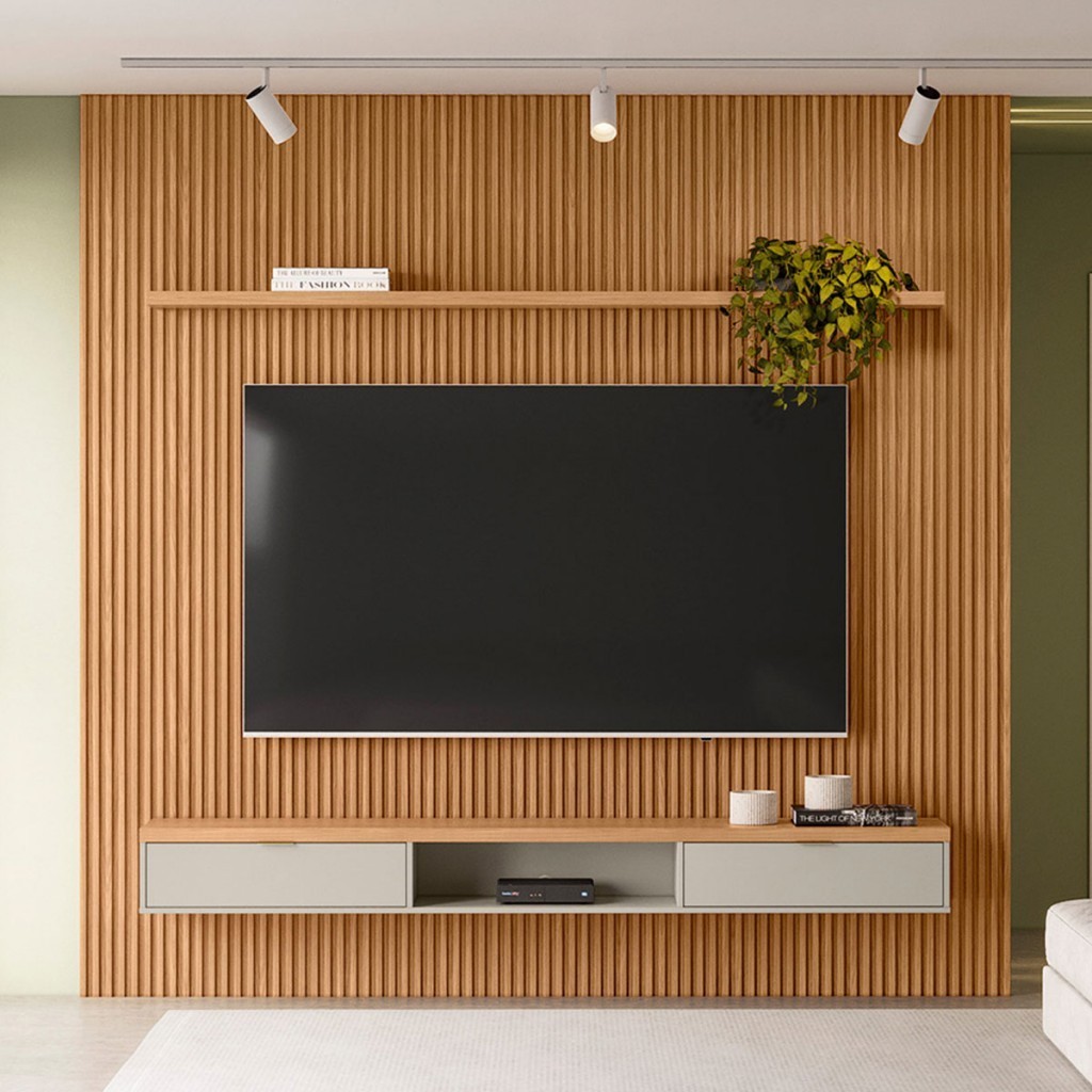 Painel para TV Até 75 Polegadas 2 Portas 260 Cm Nature/Off White - Linea Brasil em Oferta na Shopee