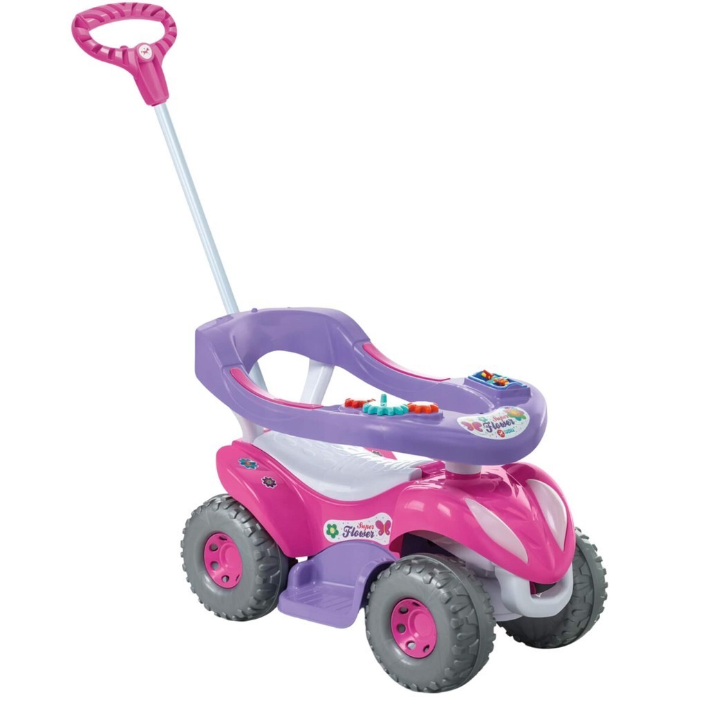Quadriciclo Infantil Super Flower Rosa com Empurrador Calesita - 0943 em Oferta na Shopee