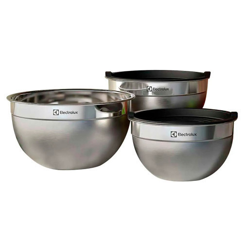 Conjunto de Bowls Inox Com Tampa Plástica Electrolux 3 Peças