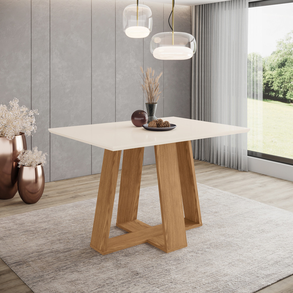Mesa de Jantar 4 Lugares 1,2m Tampo MDF Canto Reto Lins Henn