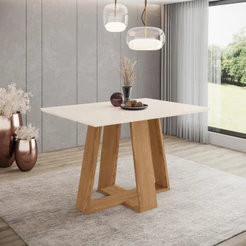Mesa de Jantar 4 Lugares 1,2m Tampo MDF Canto Reto Lins Henn
