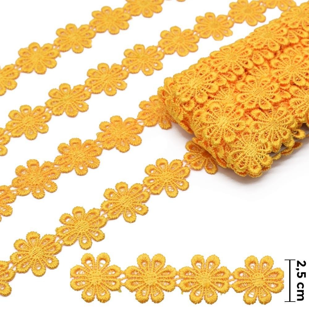 Guipir Flor 2,5cm CHL 207 Amarelo - 13,7 Metros