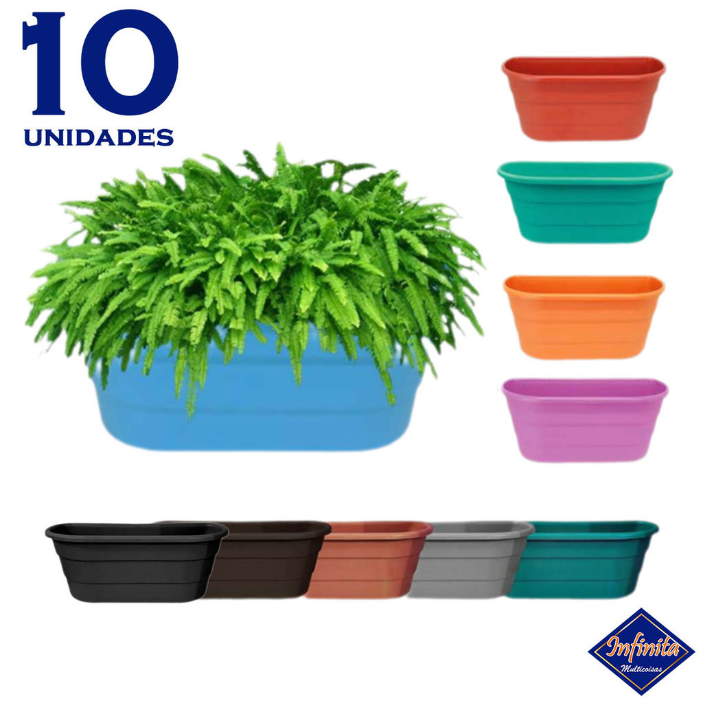 Kit 5 a 10 Vasos para plantas parede Arandela duplo cuia meia lua plástico 6L em Oferta na Shopee