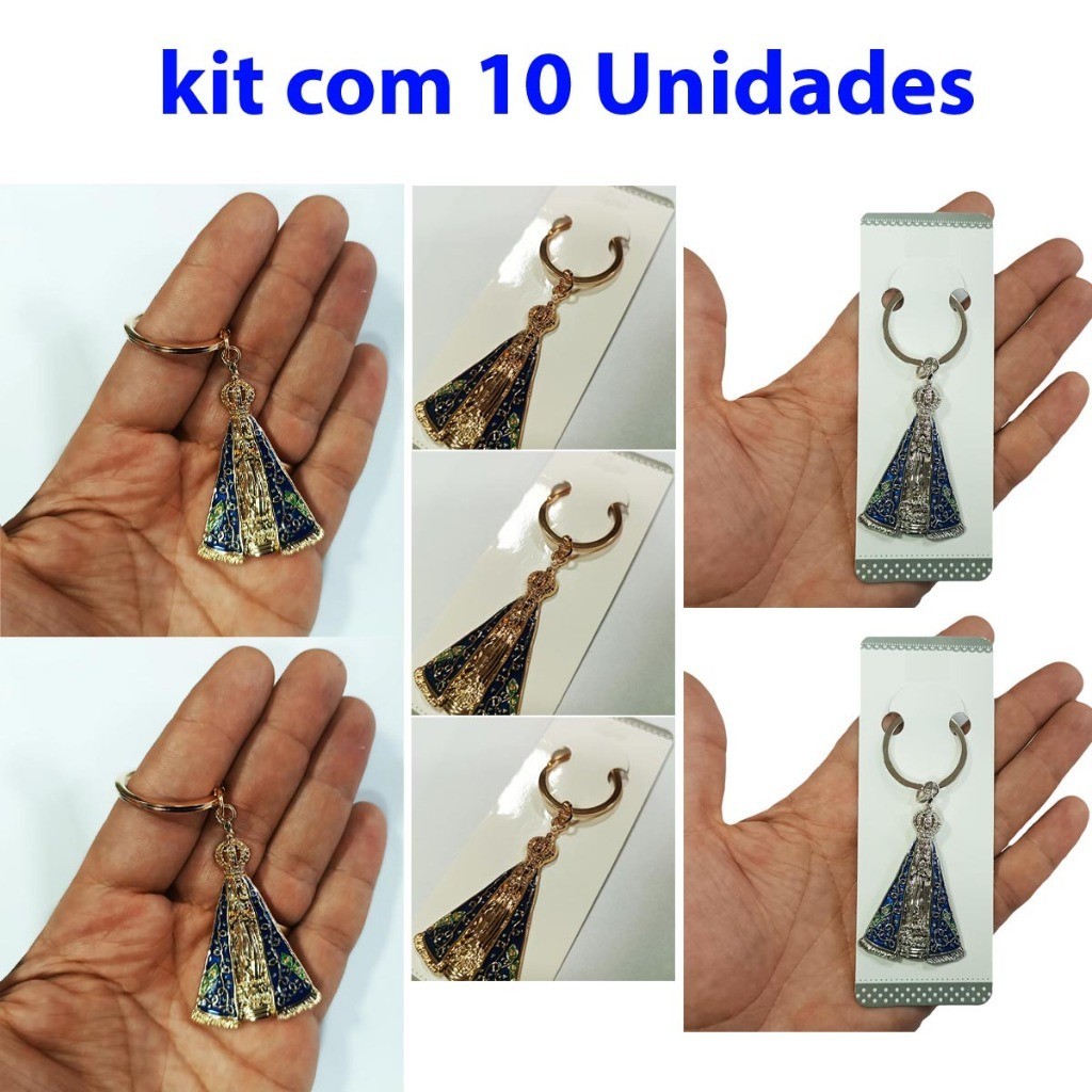 Chaveiro Imagem Nossa Senhora Aparecida Metal Kit 10 Unidades