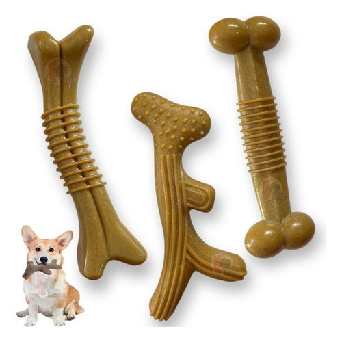 Mordedor Osso Resistente Maciço de Fibra De Trigo Sabor Bacon para cães cachorros Pets - Médio em Oferta na Shopee
