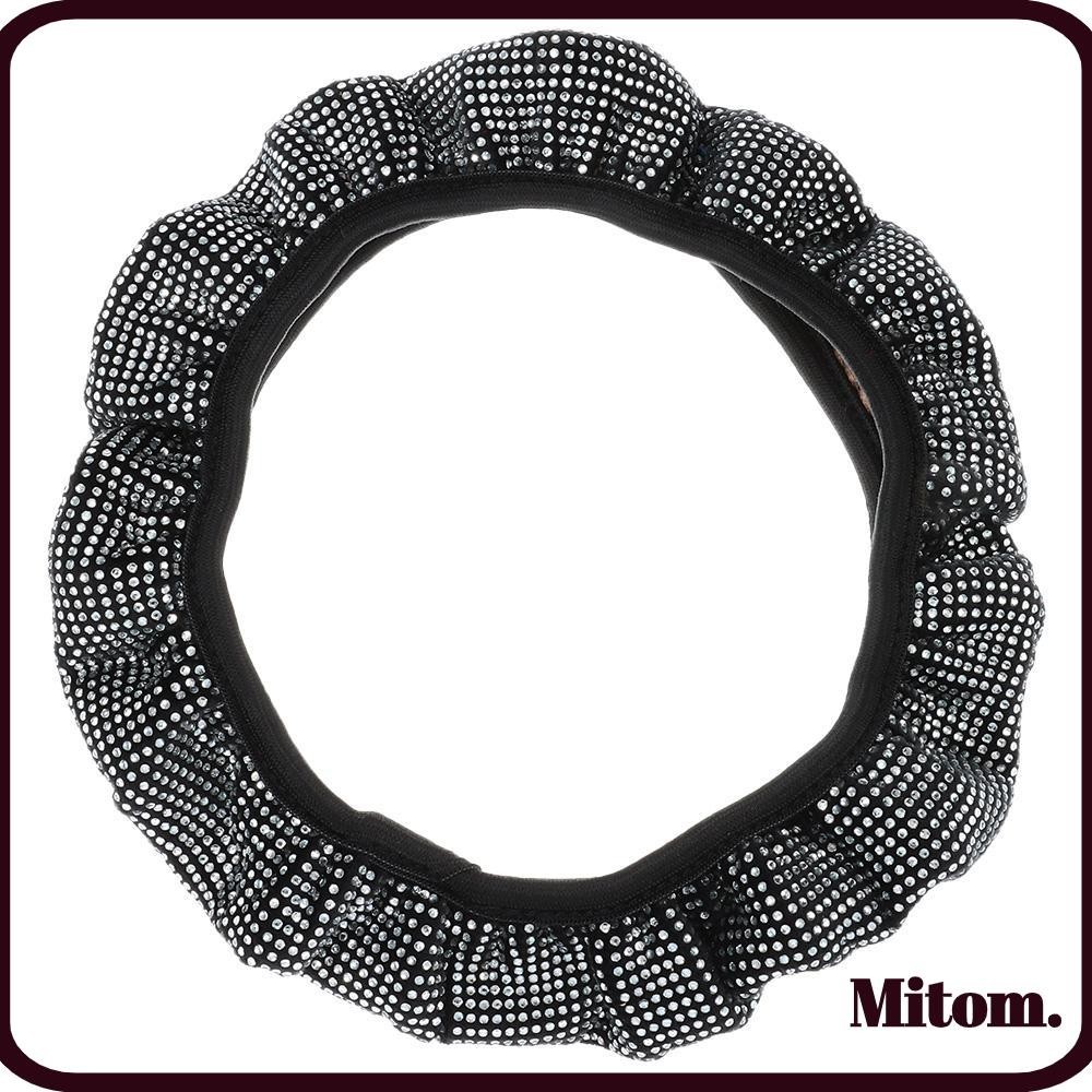 MITOM 7 PCS Rhinestone Tampa Do Volante , Conjunto De Acessórios Para Carros Branco Brilhante , Decorações Com Botão De Partida De 15 Polegadas