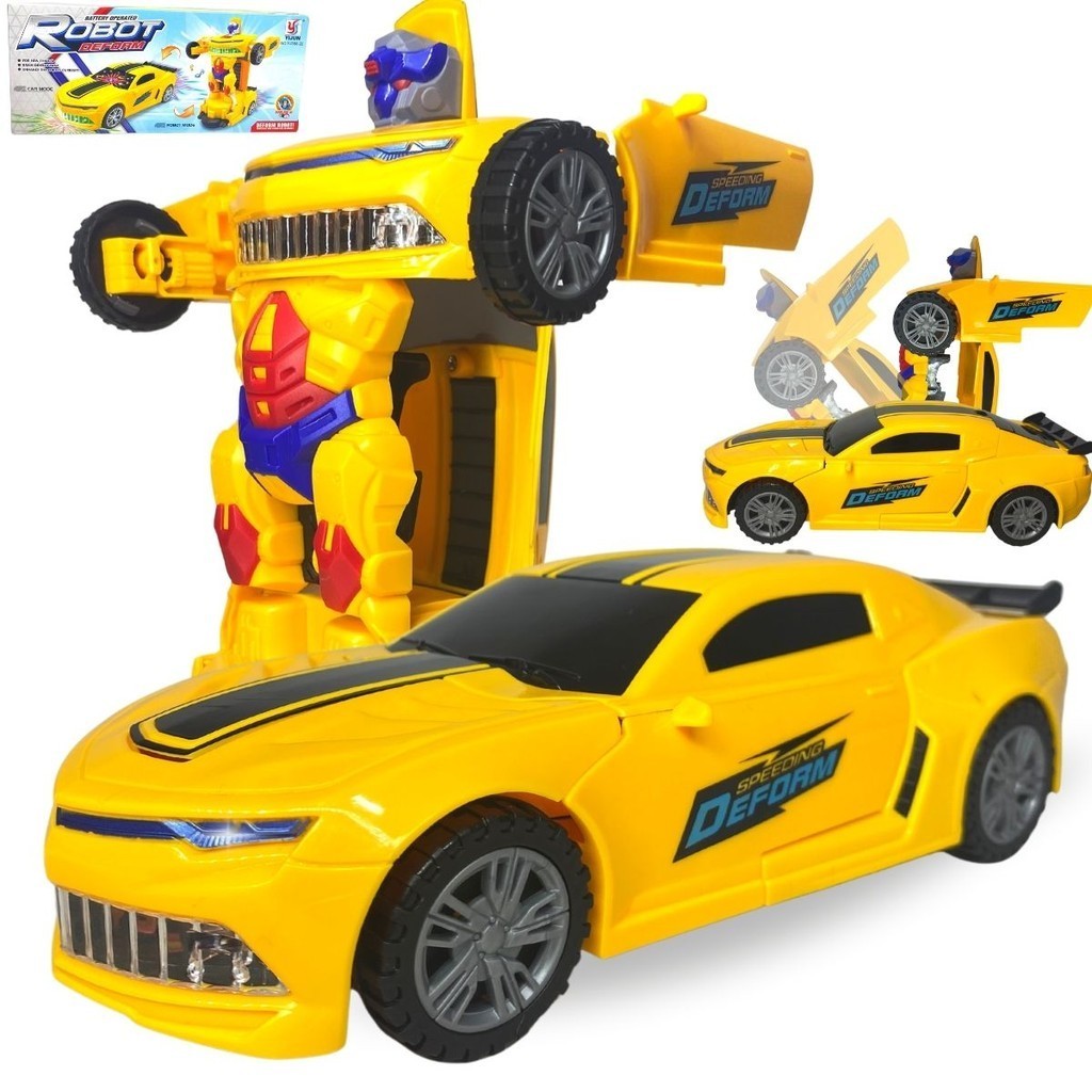 Camaro Vira Robo Carrinho Transformers C/ Som Luz Brinquedo