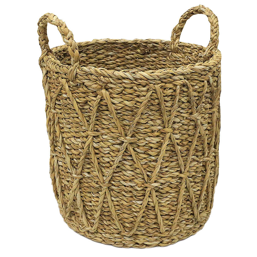 Cesta Decorativa Caubi de Seagrass com Alça - 32x32x27cm - 1 unidade - Rizzo