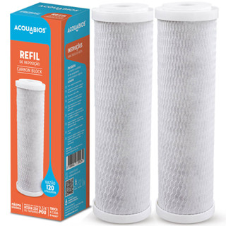 Kit 02 Refil Para Filtro Aqua 230 Carbon Block 9.3/4" POU Acquabios em Oferta na Shopee