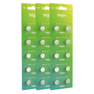 30 Baterias Pilhas Alcalina Lr44 1,5v Blister Cartela Elgin em Oferta na Shopee