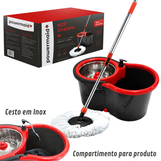 Mop Giratório Balde Cesto Inox Limpeza Esfregão 360 Mop Pro em Oferta na Shopee