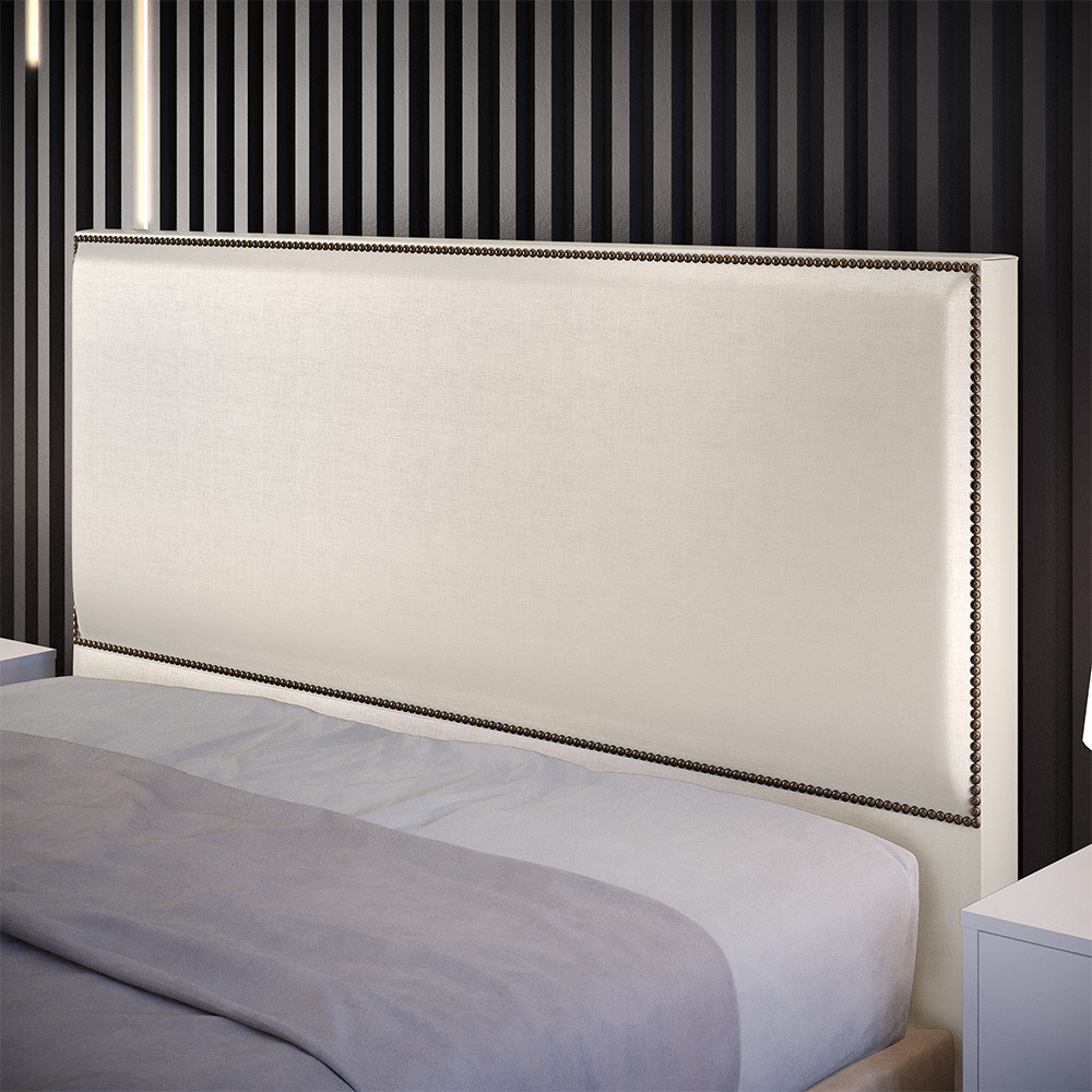 Cabeceira Box Queen Com Tachas 160 cm Vicenza L02 Facto Pérola Metalizado - Lyam Decor em Oferta na Shopee